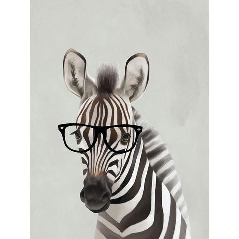 Serious Zebra Black Modern Wood Framed Art Print with Double Matting by Sheppard, Lucca