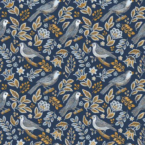 Bird Pattern White Modern Wood Framed Art Print with Double Matting by Piddix