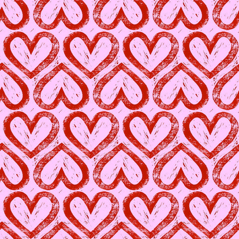 Heart Pattern White Modern Wood Framed Art Print with Double Matting by Piddix