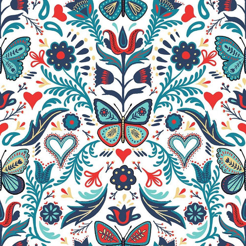 Butterfly Garden Black Modern Wood Framed Art Print by Piddix