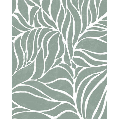 Sage Leaves Black Modern Wood Framed Art Print with Double Matting by Quach, Anna