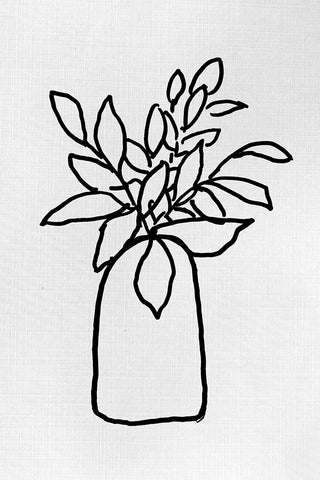 Simply Leaves In Vase II  Black Ornate Wood Framed Art Print with Double Matting by Loreth, Lanie