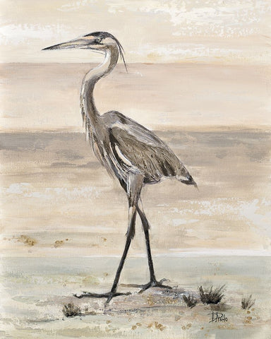 The New Egret Black Ornate Wood Framed Art Print with Double Matting by Pinto, Patricia