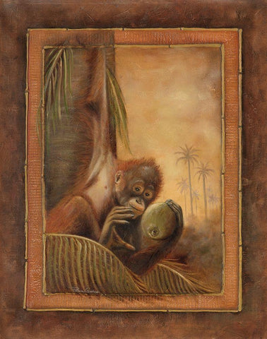 Orangutan I Black Ornate Wood Framed Art Print with Double Matting by Pinto, Patricia