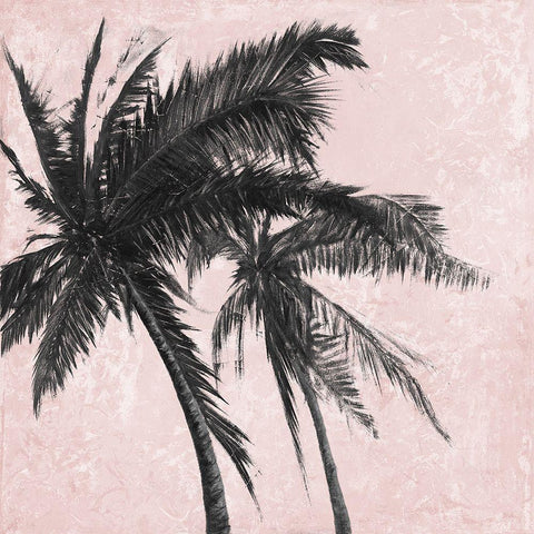 Gray Palm on Pink II Gold Ornate Wood Framed Art Print with Double Matting by Pinto, Patricia