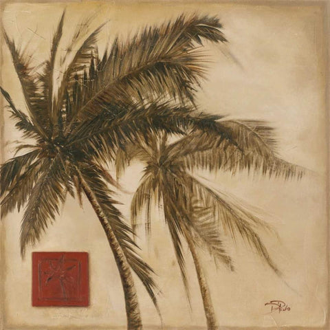 Sepia Palm II Black Ornate Wood Framed Art Print with Double Matting by Pinto, Patricia