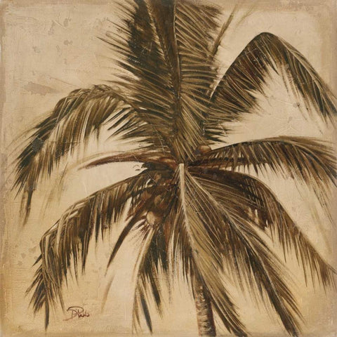 Sepia Palm III Gold Ornate Wood Framed Art Print with Double Matting by Pinto, Patricia
