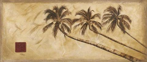 Sepia Palms Black Ornate Wood Framed Art Print with Double Matting by Pinto, Patricia