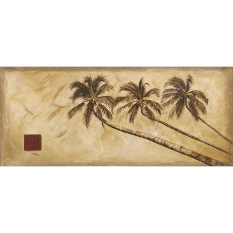Sepia Palms Black Modern Wood Framed Art Print with Double Matting by Pinto, Patricia