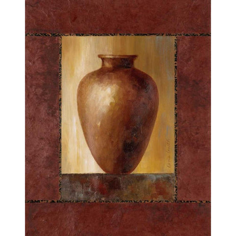 Mahogany Pottery Vase Gold Ornate Wood Framed Art Print with Double Matting by Loreth, Lanie