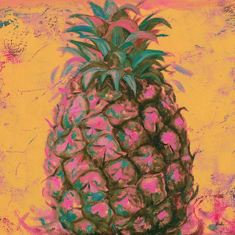 Pop Contemporary Pineapple I Black Modern Wood Framed Art Print with Double Matting by Pinto, Patricia