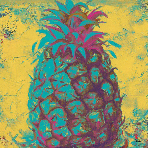 Pop Contemporary Pineapple II Black Modern Wood Framed Art Print with Double Matting by Pinto, Patricia