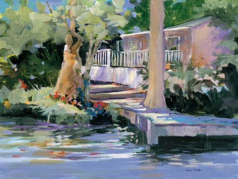 Mt. Dora Canal House White Modern Wood Framed Art Print with Double Matting by Slivka, Jane