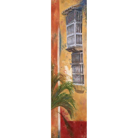 Balcones De Cartagena I White Modern Wood Framed Art Print by Pinto, Patricia
