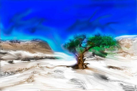 Trees Alive I White Modern Wood Framed Art Print with Double Matting by Mabat, Ynon