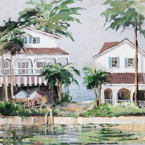 Beach Resort Black Modern Wood Framed Art Print with Double Matting by Slivka, Jane