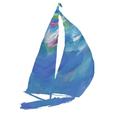 Set Sail on White II Black Modern Wood Framed Art Print with Double Matting by Slivka, Jane
