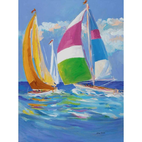 Full Sail II White Modern Wood Framed Art Print by Slivka, Jane