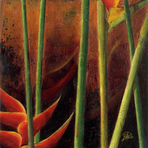 Heliconias En Naranja I White Modern Wood Framed Art Print by Pinto, Patricia