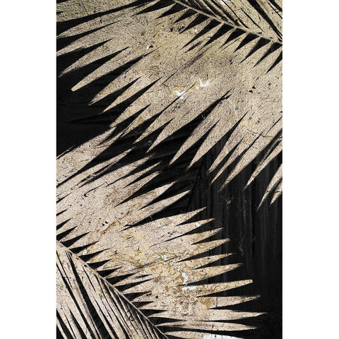 Natural Palms on Black III Gold Ornate Wood Framed Art Print with Double Matting by Pinto, Patricia