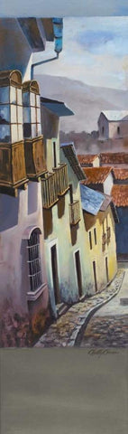 Pueblito I Black Ornate Wood Framed Art Print with Double Matting by Arenas, Nelly