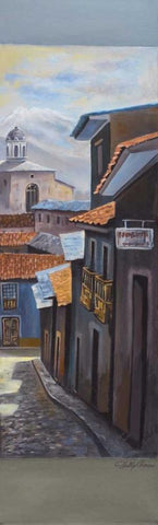 Pueblito II Black Ornate Wood Framed Art Print with Double Matting by Arenas, Nelly