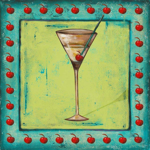 Cherry Coctelito White Modern Wood Framed Art Print by Pinto, Patricia