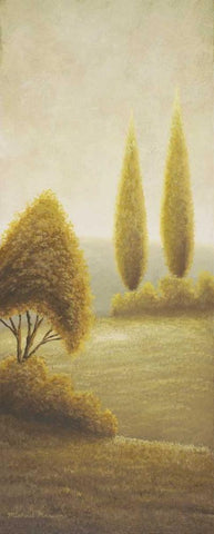 Beyond Elgin I-evergreen trees White Modern Wood Framed Art Print with Double Matting by Marcon, Michael