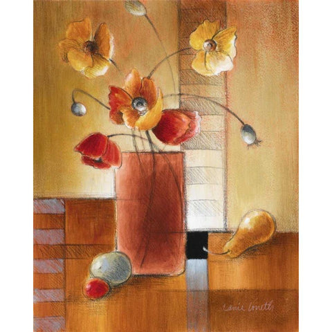 Afternoon Poppy Still Life I Gold Ornate Wood Framed Art Print with Double Matting by Loreth, Lanie
