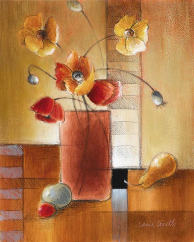 Afternoon Poppy Still Life I Black Ornate Wood Framed Art Print with Double Matting by Loreth, Lanie