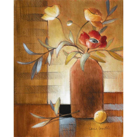 Afternoon Poppy Still Life II Gold Ornate Wood Framed Art Print with Double Matting by Loreth, Lanie