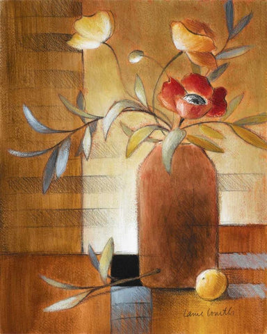 Afternoon Poppy Still Life II White Modern Wood Framed Art Print with Double Matting by Loreth, Lanie