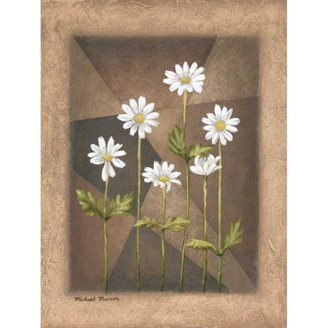 White Daisies White Modern Wood Framed Art Print by Marcon, Michael