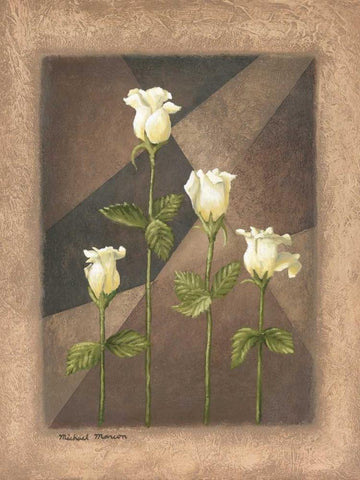 Yellow Roses Black Ornate Wood Framed Art Print with Double Matting by Marcon, Michael