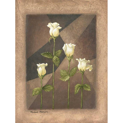 Yellow Roses Gold Ornate Wood Framed Art Print with Double Matting by Marcon, Michael