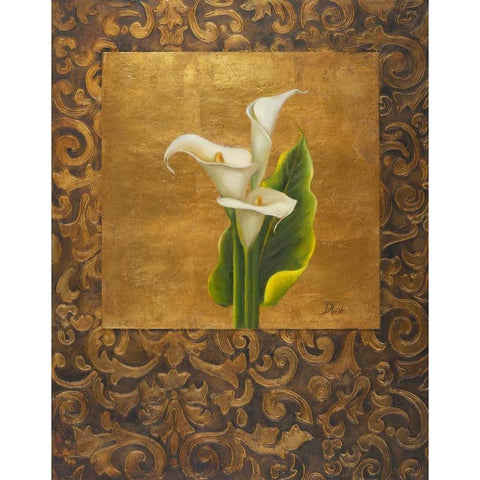 Calla Lily with Arabesque I White Modern Wood Framed Art Print by Pinto, Patricia