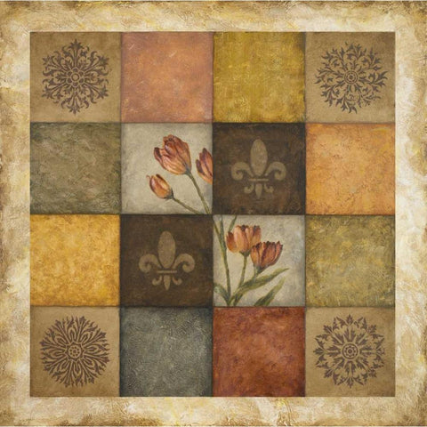 Color Swatch Blossom II Gold Ornate Wood Framed Art Print with Double Matting by Marcon, Michael