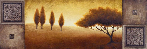 Warm Horizon I White Modern Wood Framed Art Print with Double Matting by Marcon, Michael