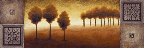 Warm Horizon II Black Ornate Wood Framed Art Print with Double Matting by Marcon, Michael
