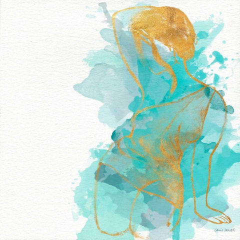 Seated Watercolor Woman II White Modern Wood Framed Art Print by Loreth, Lanie