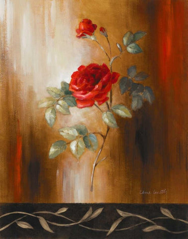 Crimson Rose II Black Ornate Wood Framed Art Print with Double Matting by Loreth, Lanie