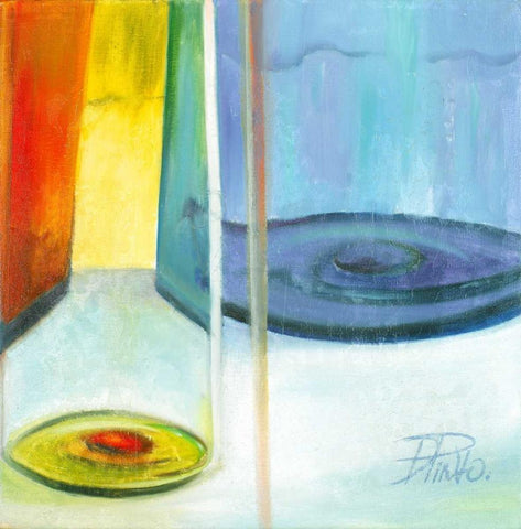 Color Glasses VI White Modern Wood Framed Art Print with Double Matting by Pinto, Patricia