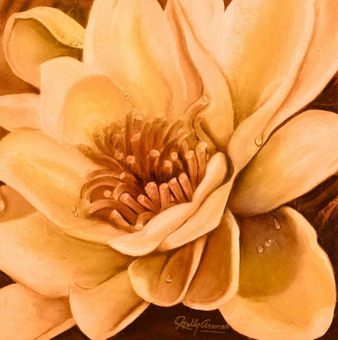 Flor de Loto I White Modern Wood Framed Art Print with Double Matting by Arenas, Nelly