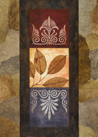 Golden Leaves I White Modern Wood Framed Art Print with Double Matting by Marcon, Michael