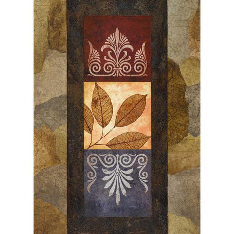 Golden Leaves I Black Modern Wood Framed Art Print by Marcon, Michael