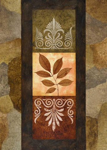 Golden Leaves II Black Ornate Wood Framed Art Print with Double Matting by Marcon, Michael