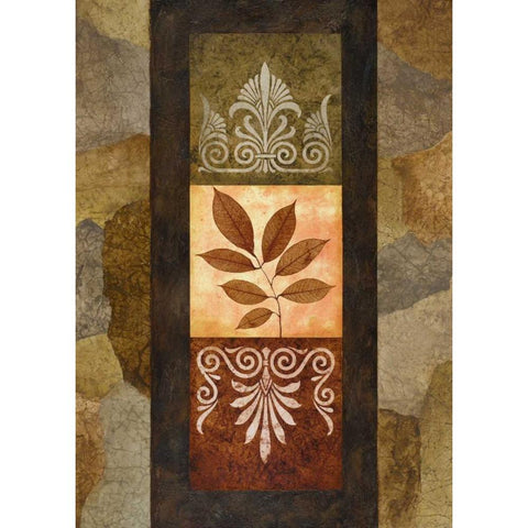 Golden Leaves II Black Modern Wood Framed Art Print with Double Matting by Marcon, Michael