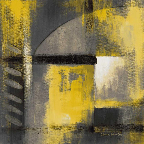 Grey and Yellow Soiree I White Modern Wood Framed Art Print with Double Matting by Loreth, Lanie