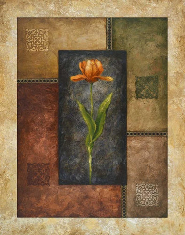 Orange Tulip White Modern Wood Framed Art Print with Double Matting by Marcon, Michael