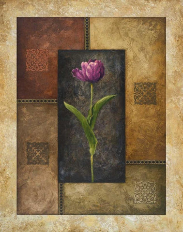 Violet Tulip Black Ornate Wood Framed Art Print with Double Matting by Marcon, Michael